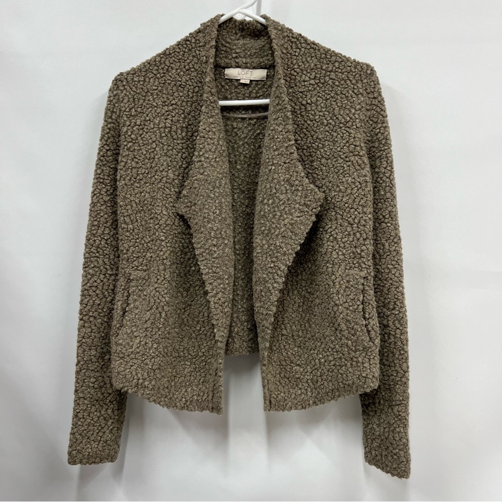 ANN TAYLOR LOFT Open Front s Cardigan wool blend soft Sweater jacket w/pockets